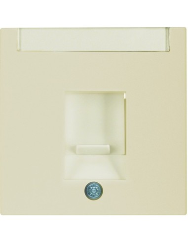 B.Kwadrat/S.1 Płytka czołowa pojedyncza z zasuwami chroniącymi przed kurzem z polem opisowym, kremowy, połysk 11708982 Berker Ha