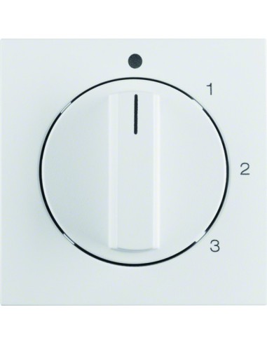 S.1/B.3/B.7 Płytka czołowa z pokrętłem do łącznika 3-pozycyjnego z pozycją zerową biały 10961909 Berker Hager