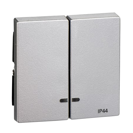 Merten, Klawisz System M podwójny IP44 z okienkiem sygnalizacyjnym aluminiowy Merten MTN3424-0460 Schneider
