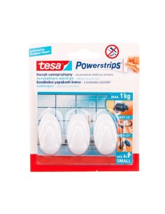 Haczyk samoprzylepny POWERSTRIPS Trend 3szt. mały biały 57533-00100-02