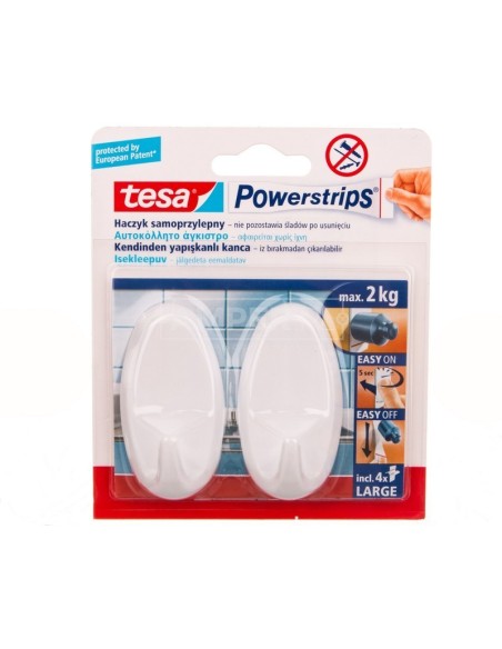 Haczyk samoprzylepny POWERSTRIPS 2szt. okrągły duży biały 58013-00054-01
