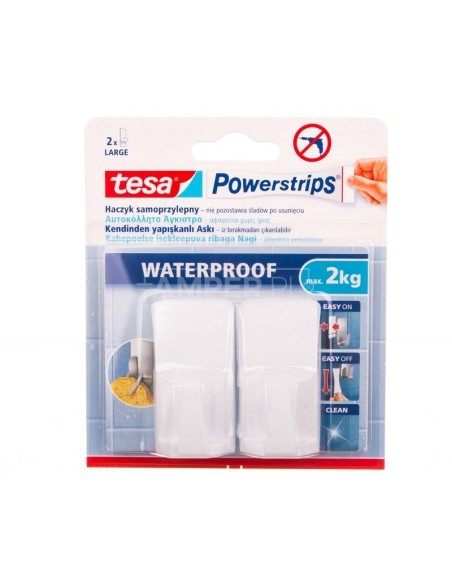 Haczyk samoprzylepny POWERSTRIPS WATERPROOF prostokątny biały 59701-00004-00 /2szt./