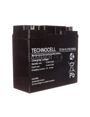 Akumulator bezobsługowy AGM 18Ah 12V Technocell TC 18-12