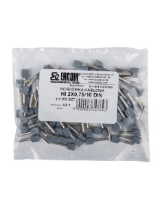 Końcówka tulejkowa izolowana HI 2x0,75/10 DIN szara E08KH-02020104501 /100szt./