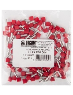Końcówka tulejkowa izolowana HI 2x1/10 DIN czerwona E08KH-02020105001 /100szt./