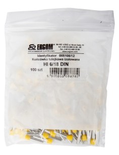 Końcówka tulejkowa izolowana HI 6/18 DIN żółta E08KH-02010106601 /100szt./