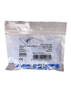 Końcówka tulejkowa izolowana TID 2x2,5mm2/10mm niebieska cynowana TID2x2,5L10 /100szt./