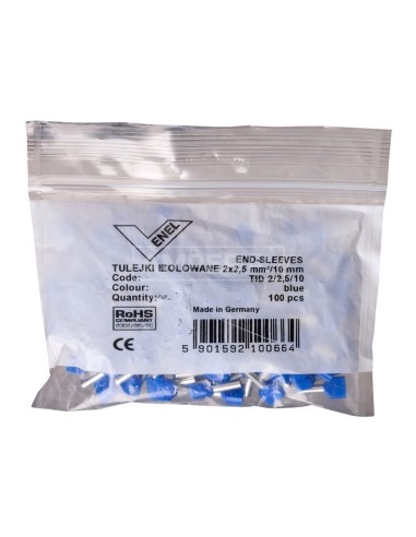 Końcówka tulejkowa izolowana TID 2x2,5mm2/10mm niebieska cynowana TID2x2,5L10 /100szt./
