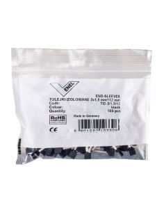 Końcówka tulejkowa izolowana TID 2x1,5mm2/12mm czarna cynowana TID2x1,5L12 /100szt./