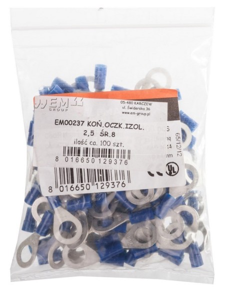 Końcówka oczkowa izolowana 1,5-2,5mm2/M8 EM00237 (100szt.)