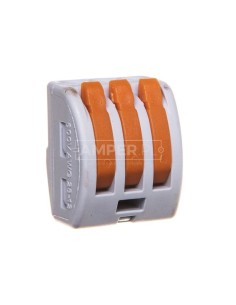 Uniwersalna złączka do przewodów jedno- i wielodrutowych, 3-torowa 2,5mm2 24A szara ZU-403 85123000 2