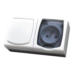 Madera wyłącznik 1-krotny + gniazdo pojedyncze 2p+z klapka dymna białe ZH-NŁ1G 00 d - hurtownia elektryczna Amper.pl