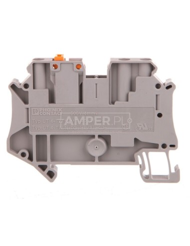 Złączka przelotowa 3-przewodowa z odłącznikiem nożowym 4mm2 szara UT 4-TWIN-MT P/P 3064014 /50szt./