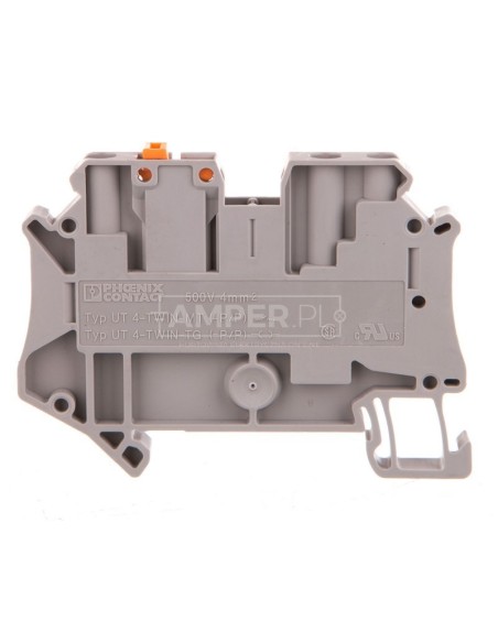 Złączka przelotowa 3-przewodowa z odłącznikiem nożowym 4mm2 szara UT 4-TWIN-MT P/P 3064014 /50szt./