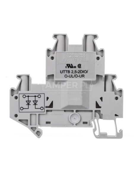 Złączka szynowa elementów kontrolnych 2-piętrowa 4-przewodowa 2,5mm2 szara UTTB 2,5-2DIO/O- 3046689
