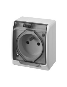 Hermes gniazdo n t pojedyncze 2p+z IP44 klapka dymna białe 0321-01 - hurtownia elektryczna Amper.pl