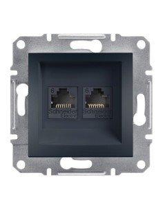 Asfora Gniazdo komputerowe RJ45 2x kat.6 UTP bez ramki, antracyt EPH4800171 Schneider