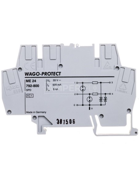 Ochronnik przeciwprzepięciowy w złączce do ochrony 2 żył przewodowych IT ME24 szary 792-800