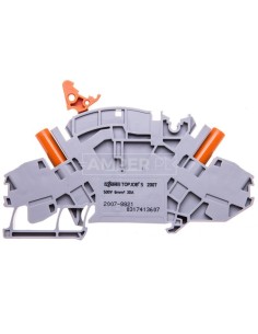 Złączka szynowa rozłączalno-pomiarowa 2-przewodowa z izolowanymi gniazdami pomiarowymi do wtyku pomiarowego 4mm szara 2007-8821