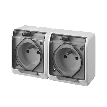 Hermes gniazdo n t podwójne 2x2p+z IP44 klapka dymna 0322-01 - hurtownia elektryczna Amper.pl