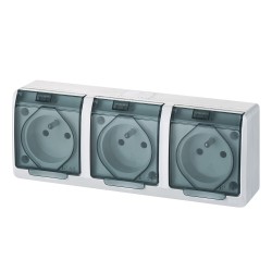 Hermes gniazdo n t potrójne 3x2p+z IP44 klapka dymna białe 0323-01 - hurtownia elektryczna Amper.pl