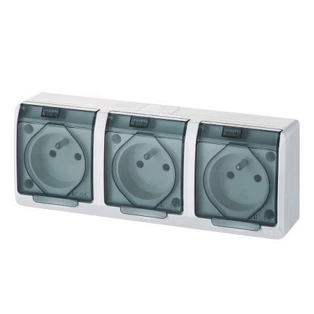 Hermes gniazdo n t potrójne 3x2p+z IP44 klapka dymna białe 0323-01 - hurtownia elektryczna Amper.pl