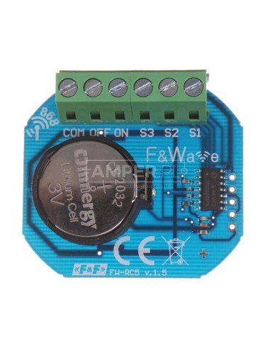 Radiowy bateryjny nadajnik 5-kanałowy - montaż pod przycisk zasilanie 3V FW-RC5