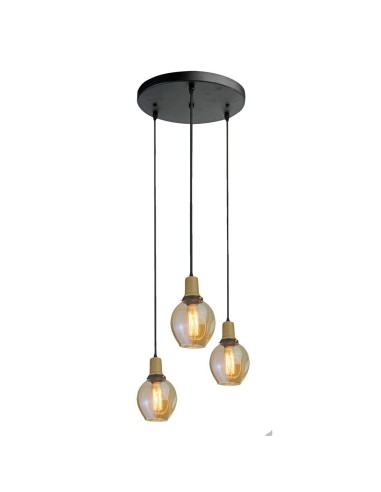 Lampa Wisząca VT-7307 Trio Lamp E27 Szklany Abażur Bursztynowy  3926