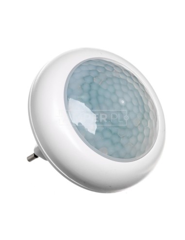 Lampka nocna wtykowa LED 0,5W z czujnikiem zmierzchowym biała PIR LX-LD-108P P3304