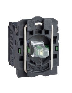 Zestaw św. biały z korpusem/kołnierzem mocującym zinteg. LED 230...240V 2NO ZB5AW0M13