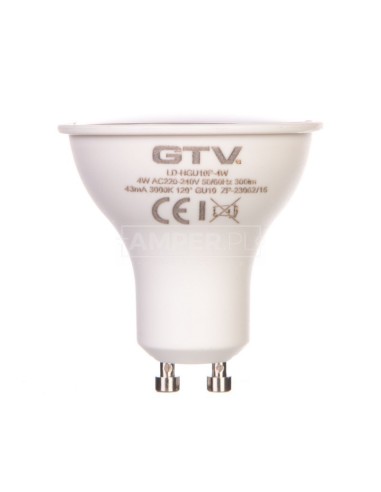 Żarówka LED GU10 4W 300lm 3000K 230V 120st. LD-NGU10P-4W