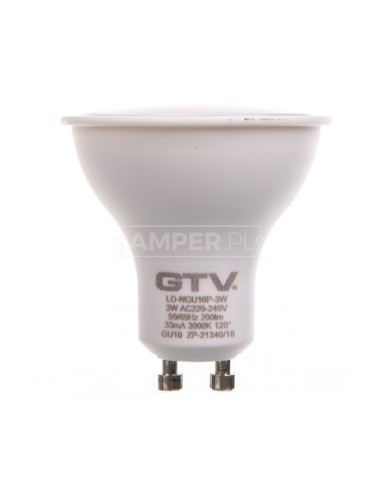 Żarówka LED GU10 3W 220lm ciepłobiała 230V 120st. LD-NGU10P-3W