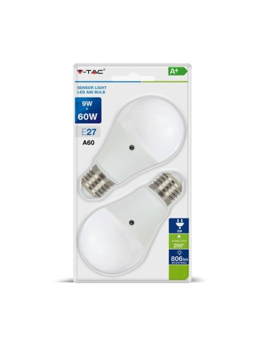 Żarówka LED VT-2109 9W E27 A60 2700K 806lm A+ 200st. 2szt./op. 7285