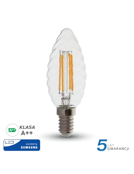 Żarówka dekoracyjna LED FILAMENT SAMSUNG CHIP VT-274 4W E14 C37 2700K 400lm A++ 300st. 279