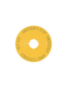 Tabliczka opisowa żółta okrągła fi90 EMERGENCY STOP M22-XAK1 216465