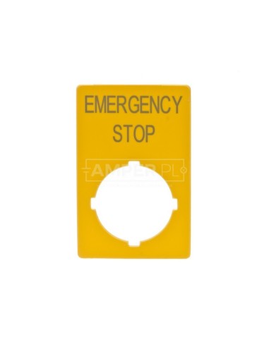 Tabliczka opisowa żółta prostokątna EMERGENCY STOP M22-XZK-GB99 216472