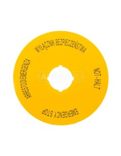Tabliczka opisowa żółta okrągła WYŁĄCZNIK BEZPIECZEŃSTWA (4 języki) Fi90 M22-XAK15 167640 
