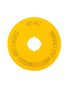Tabliczka opisowa żółta okrągła fi90 EMERGENCY STOP M22-XAK11 121085