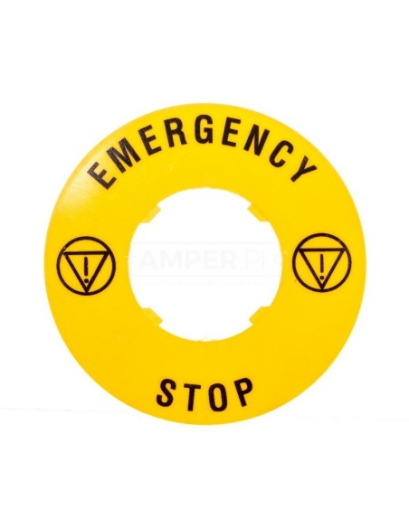 Szyld opisowy fi 60mm EMERGENCY/STOP LPXAU115