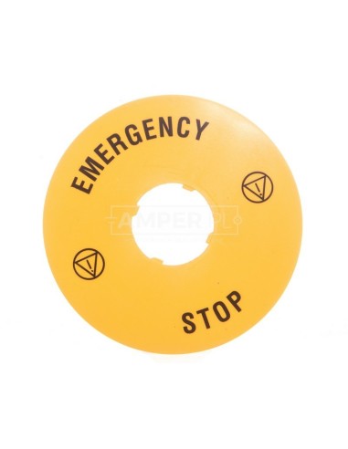 Szyld opisowy fi 90mm EMERGENCY/STOP LPXAU113