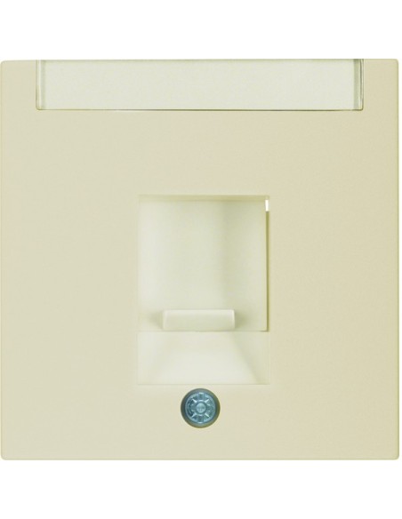 B.Kwadrat/S.1 Płytka czołowa pojedyncza z zasuwami chroniącymi przed kurzem z polem opisowym, kremowy, połysk 11708982 Berker Ha
