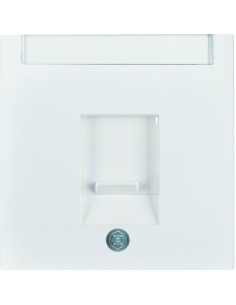 B.x/S.1 Płytka czołowa pojedyncza z zasuwami chroniącymi przed kurzem z polem opisowym, biały, połysk 11708989 Berker Hager