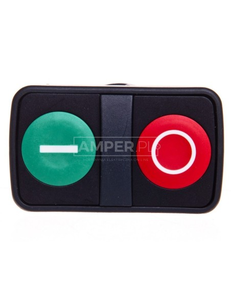 Napęd przycisku dwuklawiszowego I/O zielono/czerwony z samopowrotem IP66 ZB5AA7341