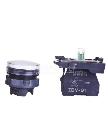 Lampka sygnalizacyjna 22mm biała 110-120V AC XB5AVG1