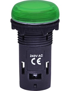 Lampka sygnalizacyjna kompaktowa zitegrowana, soczewka karbowana, 240 V AC, Zielona ECLI-240A-G 004771231