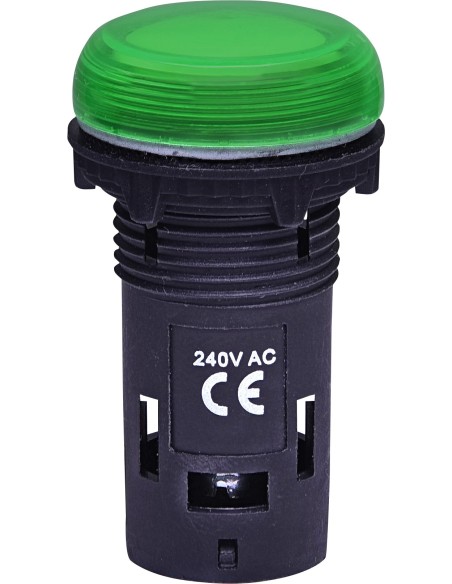 Lampka sygnalizacyjna kompaktowa zitegrowana, soczewka karbowana, 240 V AC, Zielona ECLI-240A-G 004771231