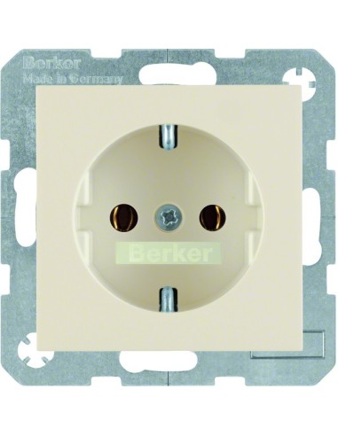 B.Kwadrat/S.1 Gniazdo SCHUKO z uziemieniem, samozaciski, kremowy, połysk 47438982 Berker Hager