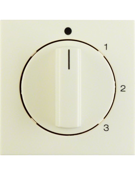 B.Kwadrat/S.1 Płytka czołowa z pokrętłem do łącznika 3-pozycyjnego z pozycją zerową, kremowy, połysk 10968982 Berker Hager