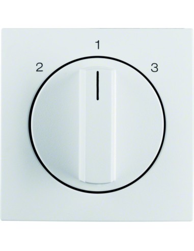 S.1/B.3/B.7 Płytka czołowa z pokrętłem do łącznika 3-pozycyjnego bez pozycji zerowej, biały 10841909 Berker Hager