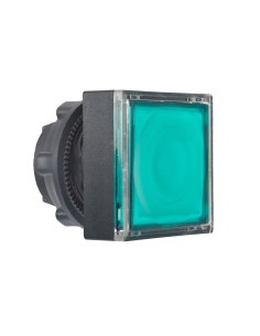 Główka przycisku podśw. ziel. kwadr. kryta O22 z sam. powr. zing. LED ZB5CW333